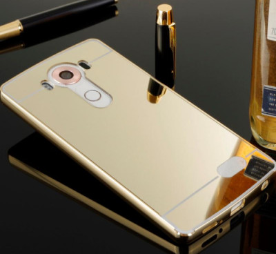 Други Бъмпъри за телефони Луксозен алуминиев бъмпър с твърд огледален златист гръб за LG V10